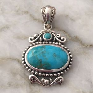 Sterling Silver 925 & Genuine Turquoise Pendant